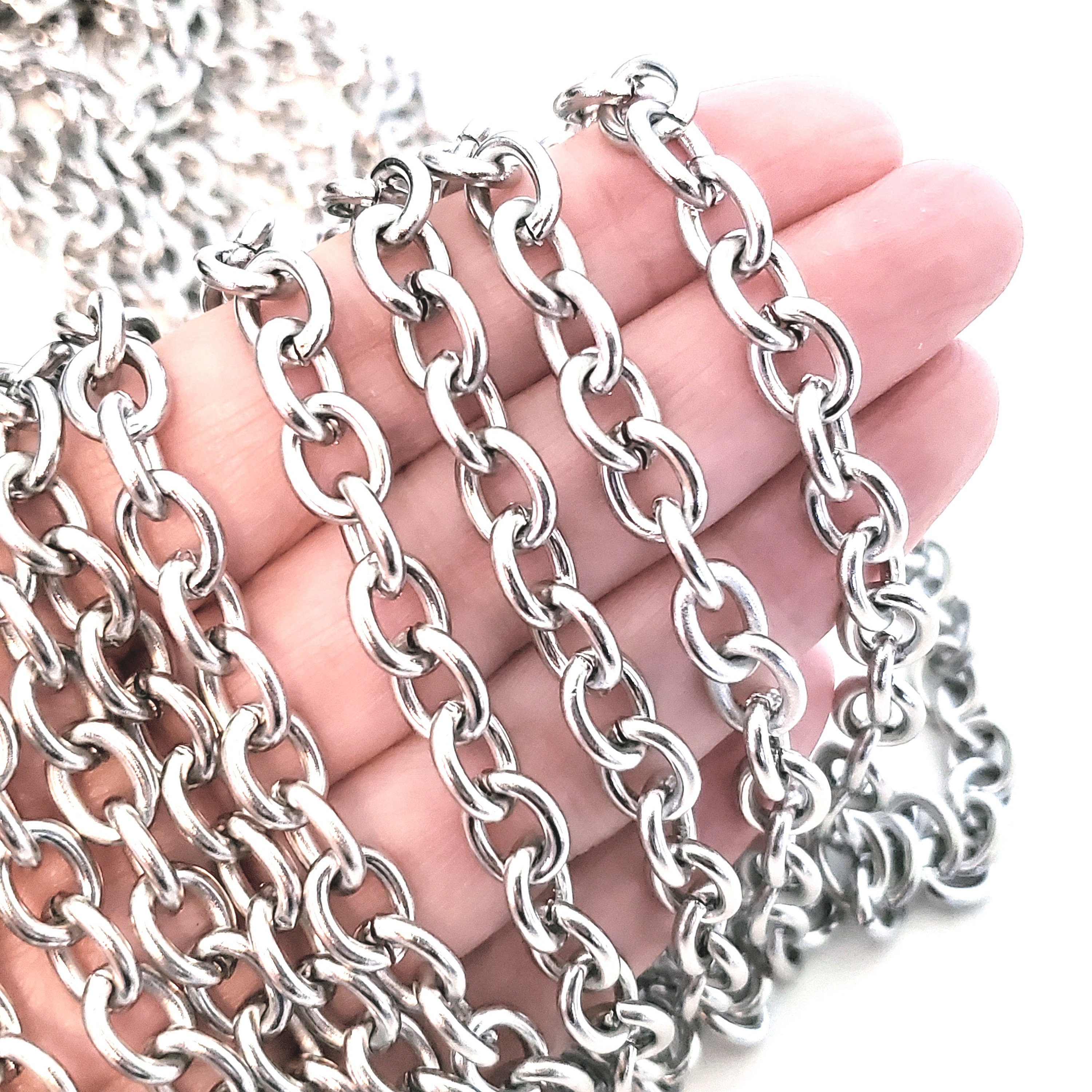 32.8 Feet 304 Stainless Steel Chain Bulk Silver Paperclip Chains