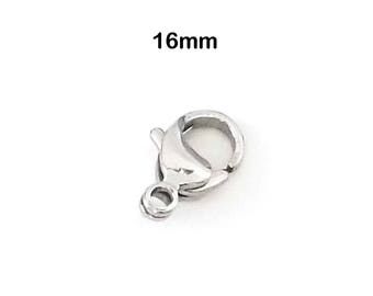 16mm Stainless Steel Lobster Clasp, 16x10.5x4.7mm, Hypoallergenic, Non-Tarnish, Jewelry Making Supplies, Lot Size 5 to 25, #1336