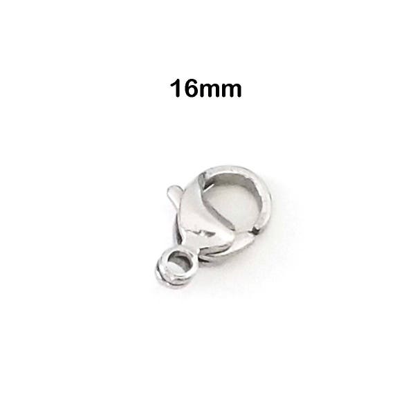 16mm Stainless Steel Lobster Clasp, 16x10.5x4.7mm, Hypoallergenic, Non-Tarnish, Jewelry Making Supplies, Lot Size 5 to 25, #1336