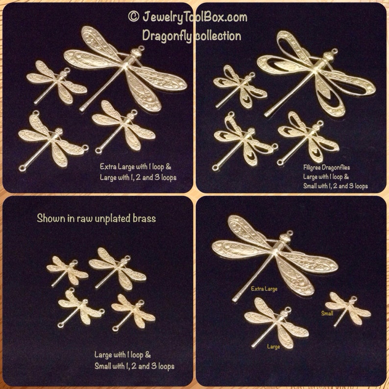 Filigree Dragonfly Pendant Charms Connector, 24x24mm, 2 Loops, Antique Silver, Large, Made in USA, Lead Nickel Free, Lot Size 6 to 20, 09S image 4