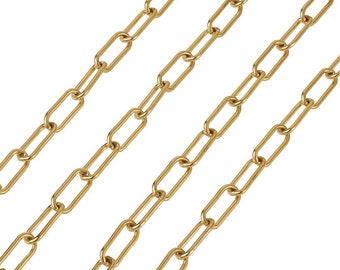 Gold Paperclip Chain, Thick Stainless Steel Jewelry Chain, Large Open Links, 17x7x1.6mm, 1.5 to 15 Feet, #1981 G