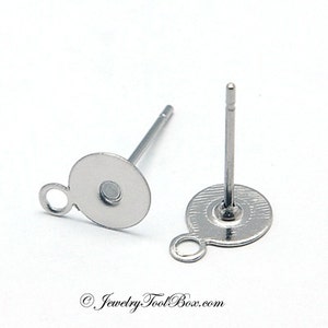 Stainless Ear Stud Finding with Loop, 12x6mm, 2mm Closed Loop, 0.6mm Pin, Lot Size 50, #1341