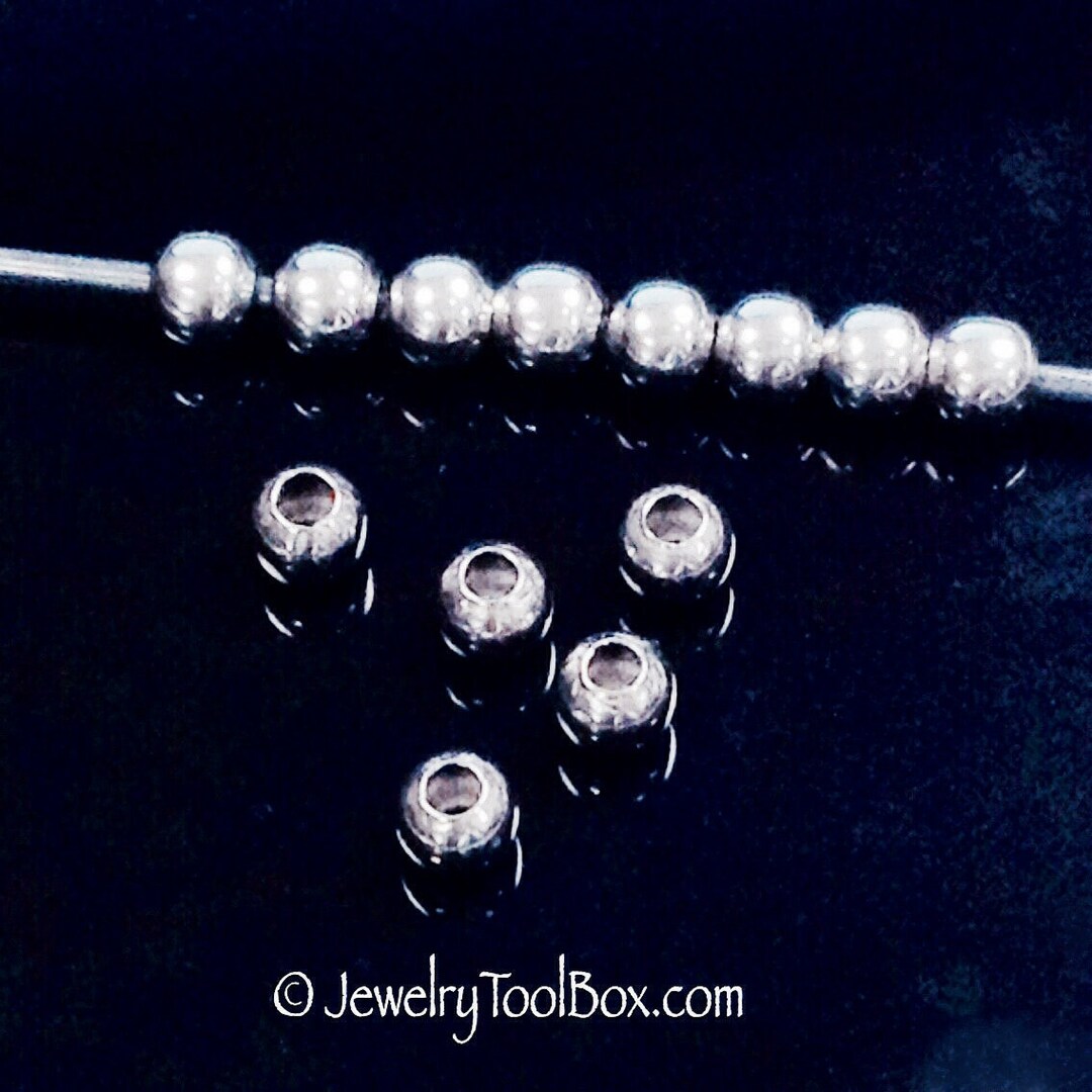 6mm Round Stainless Steel Beads, 3mm Hole, 304 Grade Stainless