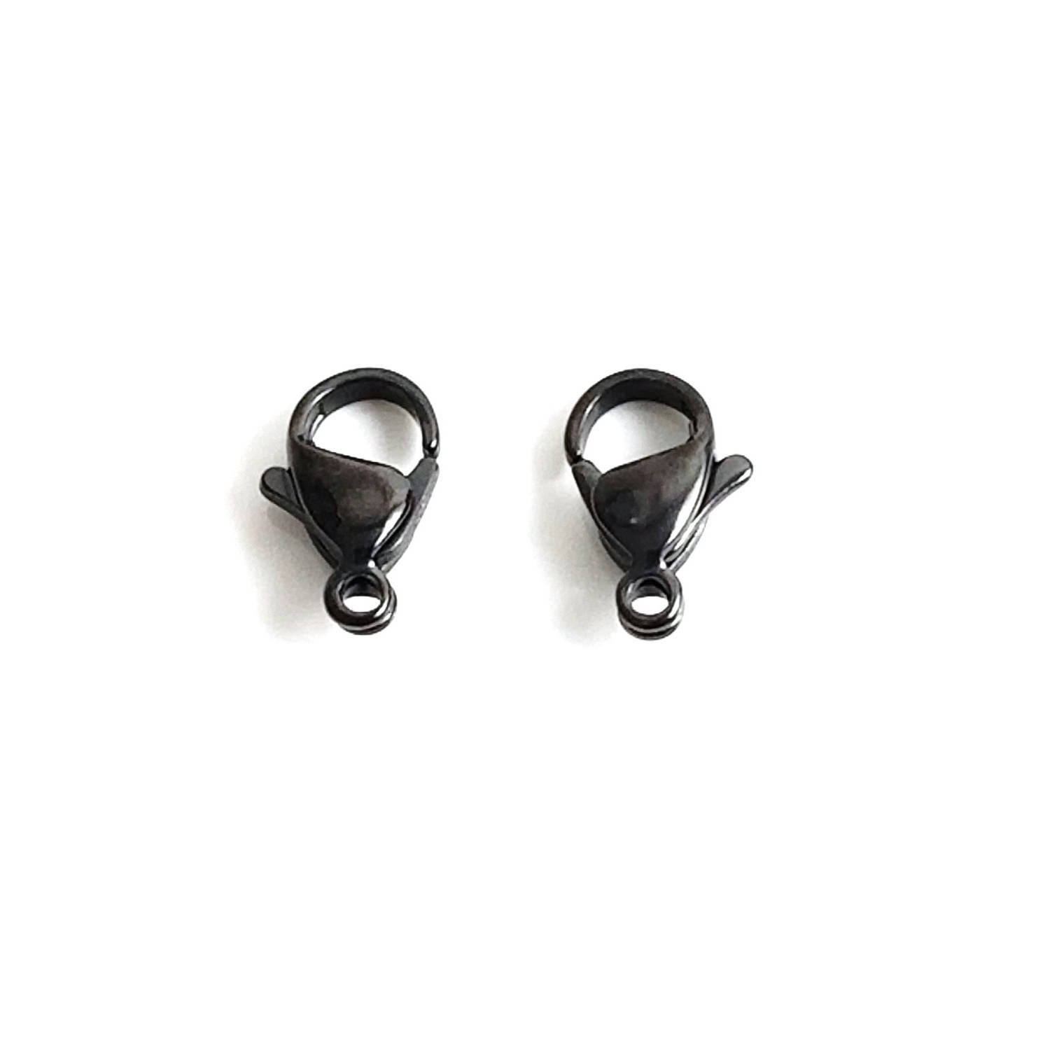 12mm Black Lobster Clasps, Stainless Steel, Lot Size 5 to 25, 1332