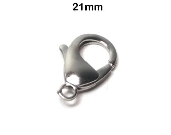 Fermoir mousqueton en acier inoxydable 21 mm, fermoir pour bijoux hypoallergénique, 2 à 20 pièces en vrac, n° 1341