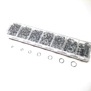 Medium Jump Ring Kit, Stainless Steel, 18 gauge, 1.0mm, Closed but Unsoldered  4mm, 5mm, 6mm, 7mm, 8mm, 9mm, 10mm, JRK 6MC