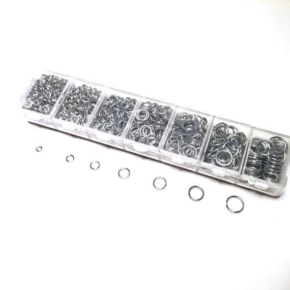 Medium Jump Ring Kit, Stainless Steel, 18 gauge, 1.0mm, Closed but Unsoldered  4mm, 5mm, 6mm, 7mm, 8mm, 9mm, 10mm, JRK 6MC
