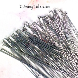 Stainless Steel Headpins, Angled Head Pins, 50mm, 2 inches, 22 gauge, 1.5mm head, approx. 100 Pins (96 to 102 pieces), #1303