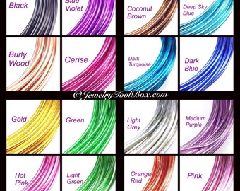 Aluminum Wire, 2mm Round, 12 Gauge, 18 Feet, 6 Meters, 20 Colors, Choose Your Color, Anodized Permanent Colors, Wire Whimsy Wire