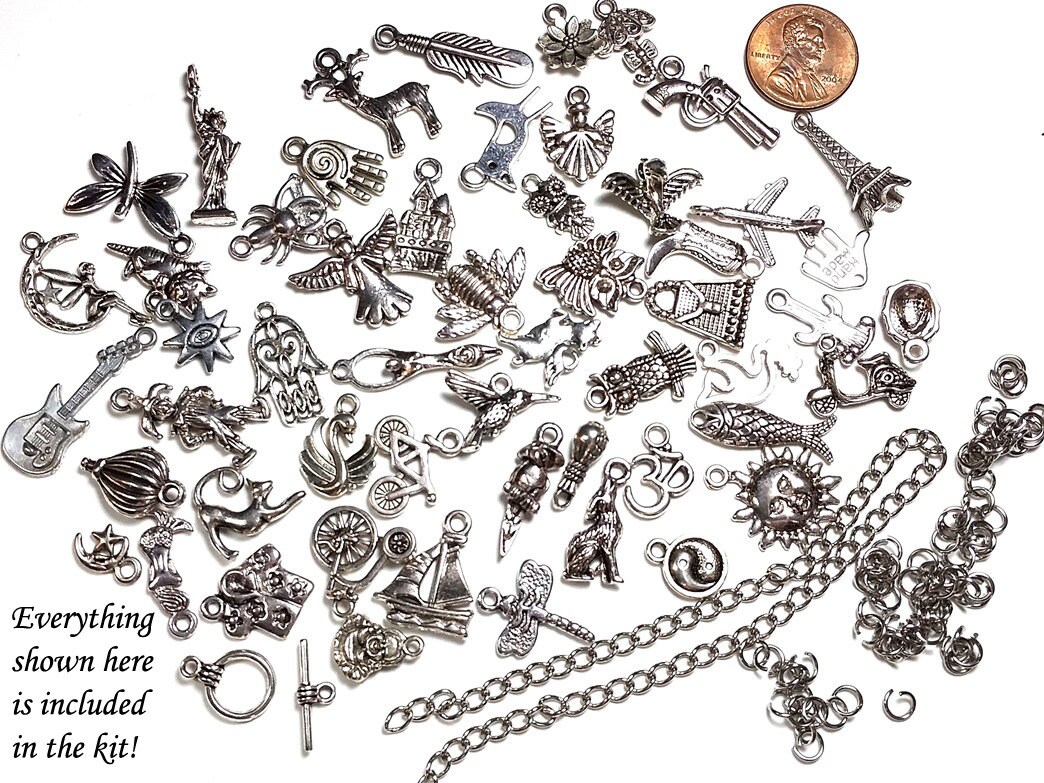Charm Bracelet Kit Do It Yourself Jewelry Making Kit Over 50 Etsy
