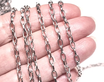 Paperclip Chain, Stainless Steel Open Link Jewelry Chain, 5.5x3x1mm, Choose 4 to 15 Feet, #1990