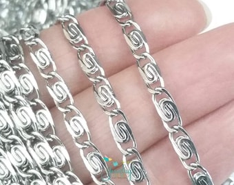 Lumachina Chain, Stainless Steel Snail Chain, 8x4x2mm,  Hypoallergenic, Non Tarnish, Lot Size 4 to 20 feet, #1961