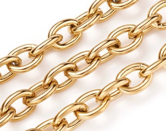 Gold Stainless Steel Jewelry Making Chain, Bracelet Chain, 6x8x1.5mm, Lot Size 2 to 15 Feet,  #1932-1 G