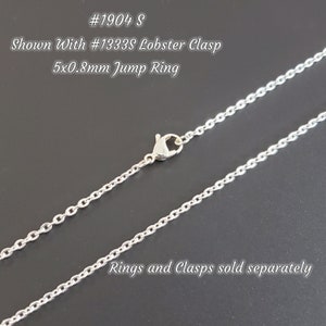 Bright Silver Plated Stainless Steel Chain, Soldered Closed Oval 3x2.5mm Links, 0.6mm thick, Lot Size 3 to 20 feet, 1904 S image 5