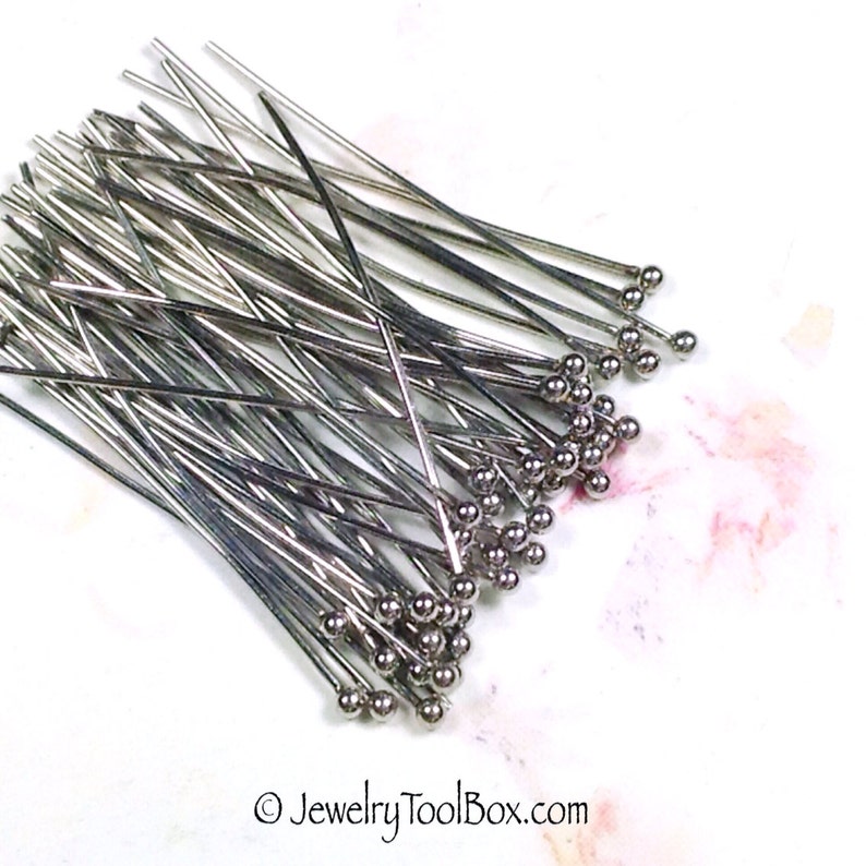 Stainless Steel Ballpins, Headpins, 40mm 1-1/2 inch or 50mm 2 inches, 0.7mm thick, 21 gauge, Lot Size 50 Approximately, 1302 image 2