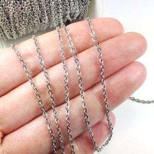 Stainless Steel Chain, Bulk Chain, Jewelry Making Chain, Fine Chain, Oval Links, Hypoallergenic, 3x2mm Links, Lot Size 5 or 20 feet, 1909 image 1