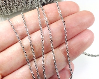 Stainless Steel Chain, Bulk Chain, Jewelry Making Chain, Fine Chain, Soldered Oval Links,  3x2mm Links, Lot Size 5 to 20 feet, #1909