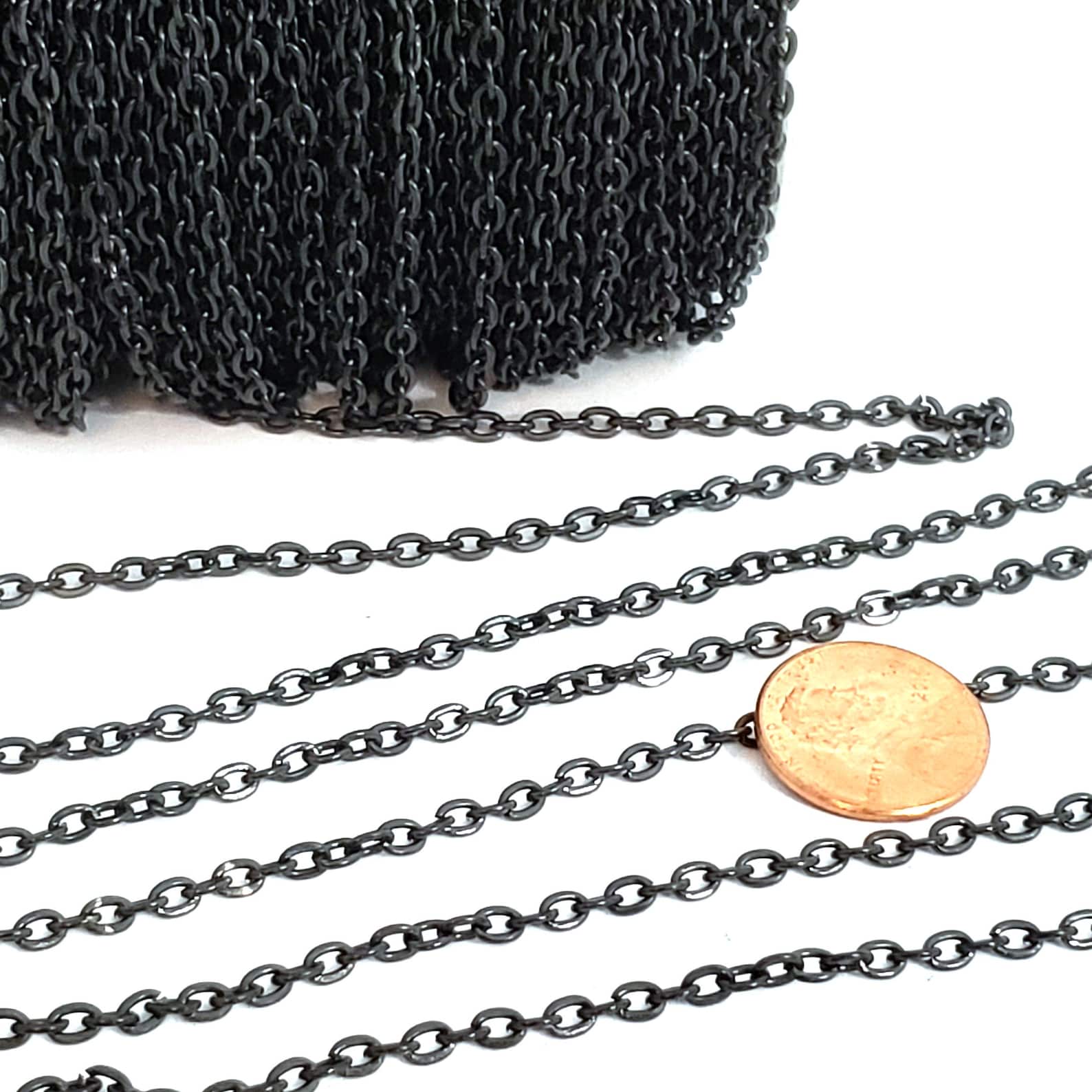 Black Stainless Steel Jewelry Chain 3x4mm Oval Open Links Etsy