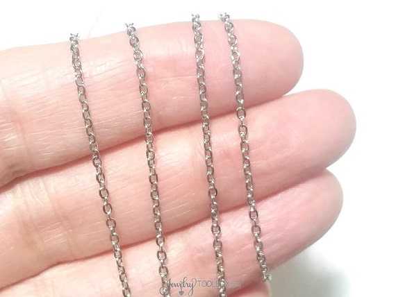 Stainless Steel Chain, Bulk Chain, Jewelry Making Chain, Fine Chain, Oval  Links, Hypoallergenic, 2x1.5mm Links, Lot Size 4 to 20 Feet, 1902 