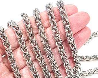 6mm Stainless Steel Wheat Chain, Bulk Jewelry Supply, Spiga Foxtail | 14 in – 10 ft #1993-6