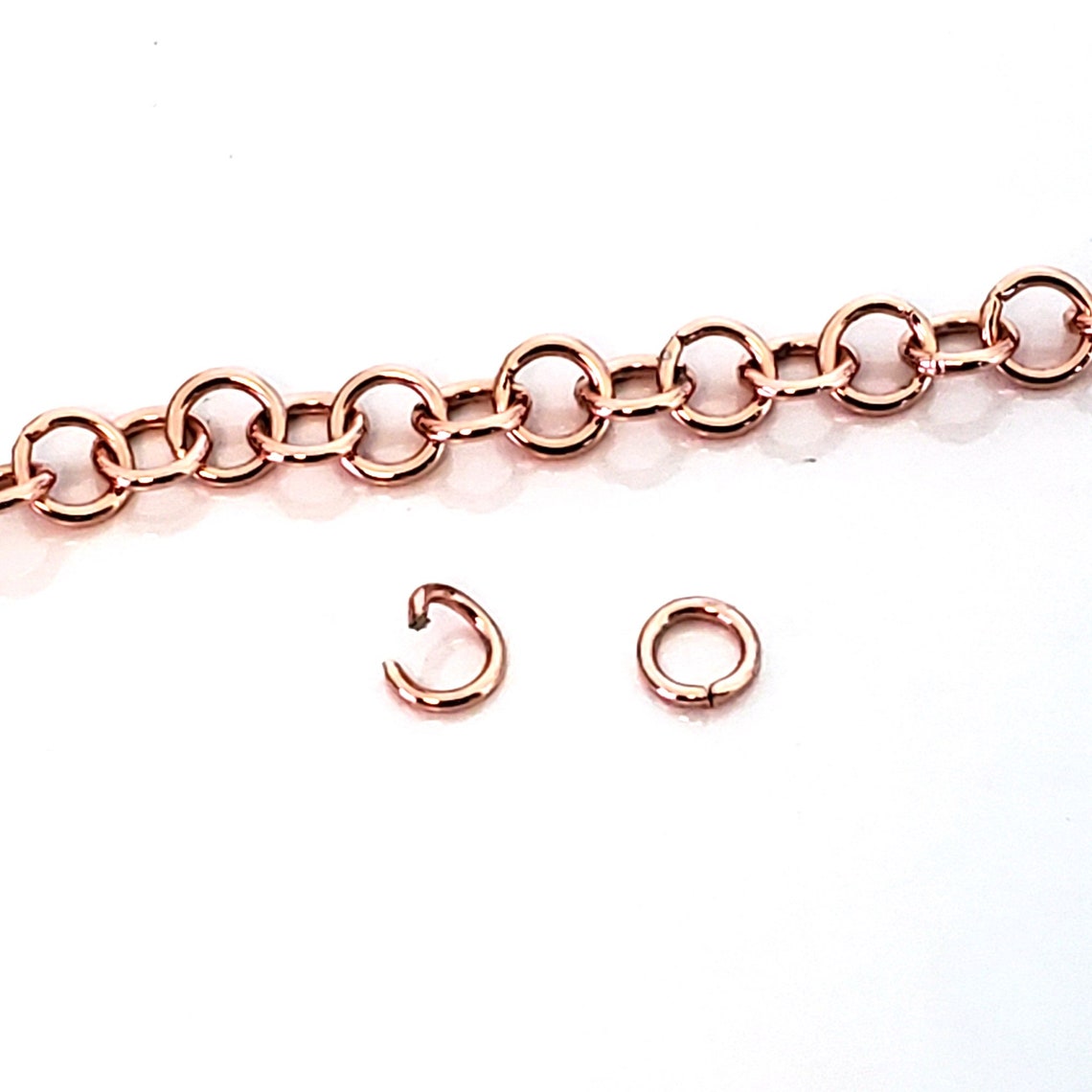 Rose Gold Jump Rings Real Gold Plated Stainless Steel Etsy