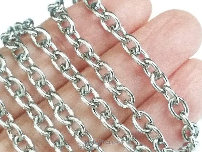 Oval Link Chain, Stainless Steel Jewelry Chain, Bulk Chain, Non Tarnish, Hypoallergenic, 6x4.5mm, 16 Gauge, Lot Size 4 to 20 Feet 1934 image 1