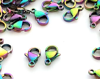 12mm Lobster Clasp, Titanium Stainless Steel, Necklace, Bracelet Making Supplies, Hypoallergenic, Lot Size 5 to 20, #1332 MC