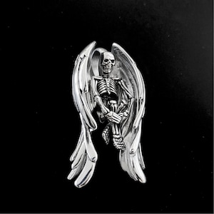 Halloween Pendant, Angel of Death, Stainless Steel, Antique Silver, 66x35.5x15mm, Hole: 7x15mm, #1691
