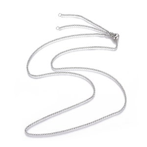 Adjustable Slider Necklace Chain, 29.5" Stainless Steel Jewelry Making Rolo Chain with Slider Bead, 2mm Links, Lot Size 1 to 6, #1858
