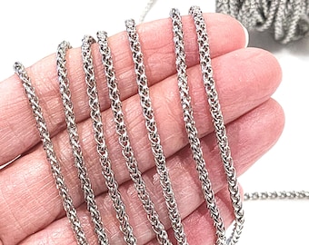 3mm Stainless Steel Wheat Chain, Bulk Jewelry Supply, Spiga Foxtail | 3–10 ft #1993-3