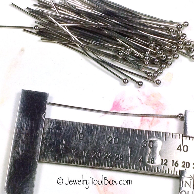 Stainless Steel Ballpins, Headpins, 40mm 1-1/2 inch or 50mm 2 inches, 0.7mm thick, 21 gauge, Lot Size 50 Approximately, 1302 image 5