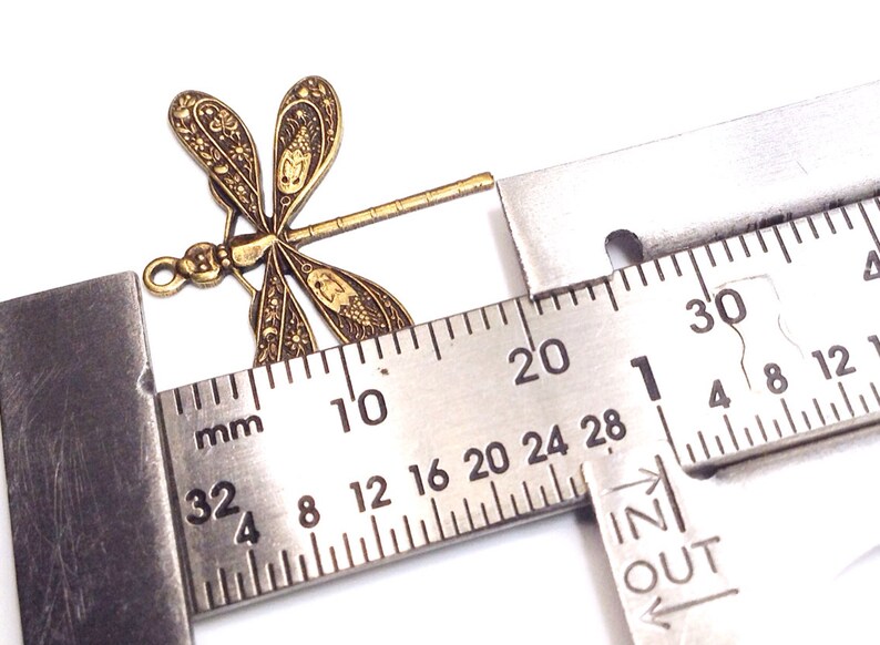 Dragonfly Charms, Pendant, 21x24mm, 1 Loop, Antique Brass, Large, Made in the USA, Lead Free, Nickel Free, Lot Size 6 to 20, 04B image 4