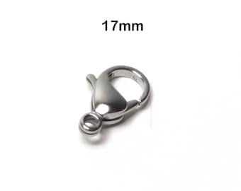 17mm Stainless Steel Lobster Clasp, 17x10.5x5mm, Hypoallergenic, Non-Tarnish, Jewelry Making Supplies, Lot Size 5 to 25, #1337