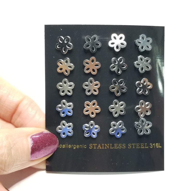 Bulk Earring Flower Posts 10 Pairs Hypoallergenic Stainless Etsy