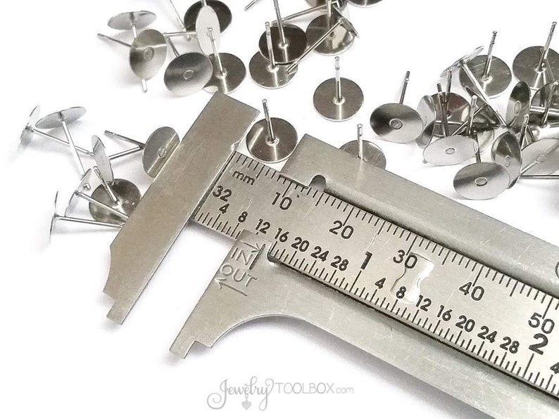 Stainless Ear Stud Finding, 12x8mm, 0.6mm Pin, Lot Size 50 Pieces, 1340 image 2