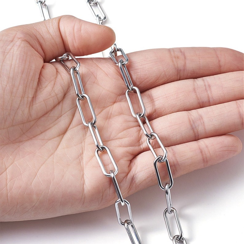 Paperclip Chain, Thick Stainless Steel Jewelry Chain, Large Open Links, 17x7x1.6mm, Choose 2 to 15 Feet, 1981 image 5