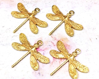 Dijes de libélula, colgante, 16 x 17 mm, 1 aro, latón crudo, pequeño, fabricado en EE. UU., sin plomo ni níquel, lotes de 6 a 20, n.° 01R