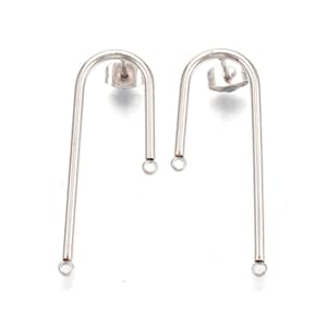 Stainless Ear Posts, Hypoallergenic Steel Earring Findings, 17x15x1.5mm, 1.5mm Loops, 0.8mm Pin, Lot Size 4 to 50 Pairs, #1370