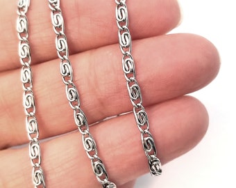 Lumachina Chain, 6x3mm, Hypoallergenic, Non Tarnish Stainless Steel, Choose 4 to 20 feet, #1962