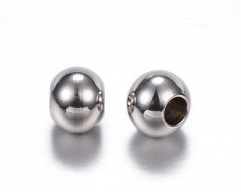 Stainless Round Beads, 8mm, 3.5mm Hole, Hypoallergenic, Non Tarnish, Lot Size 15 to 30, #1503 A