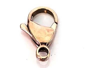 Rose Gold Stainless Lobster Clasps, 15mm, Stainless Steel Jewelry Making Supplies, Lot Size 5 to 10, #1335 RG