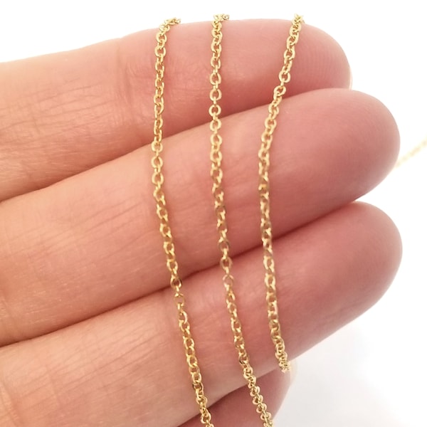 Gold Stainless Steel Chain, VERY TINY 316L Stainless  Bulk Jewelry Chain, 1.2x1.5mm Links, Lot Size 2 to 20 Feet, Read about Rings, #1908 G