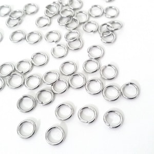 Extra Heavy Duty Jump Rings, 100 Pieces, 8mm, 9mm or 10mm  diameter, 15 gauge, 1.5mm, Stainless Steel Jump Rings, Closed Unsoldered