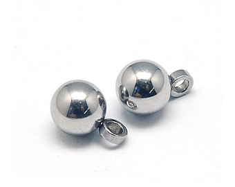 Round Metal Drops, 5mm Ball, Stainless Steel Charms, 2mm Loop, Hypoallergenic, Non Tarnish,  Lot Size 25 to 100 #1460