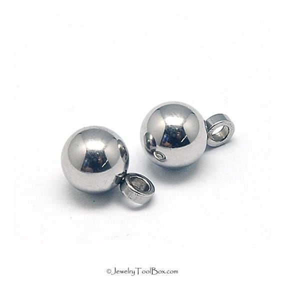Round Metal Drops, 5mm Ball, Stainless Steel Charms, 2mm Loop, Hypoallergenic, Non Tarnish,  Lot Size 25 to 100 #1460