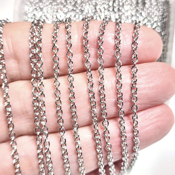 Fine Jewelry Chain, Bulk, Stainless Steel Chain, Grade 316, Soldered Closed  Links, 5 to 20 Feet, 2x2x0.5mm, 1913 