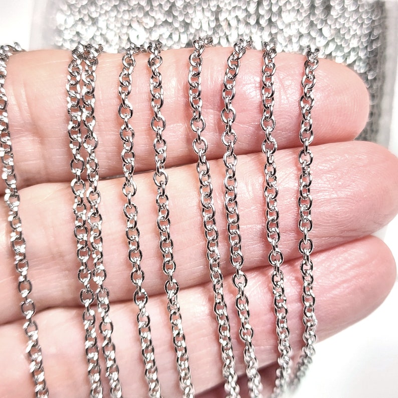 Fine Jewelry Chain, Bulk, Stainless Steel Chain, Grade 316, Soldered Closed Links, 5 to 20 feet, 2x2x0.5mm, 1913 image 1