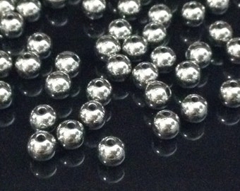 5mm Stainless Beads, Round, 1mm Hole, 201 Grade Stainless, Hypoallergenic, Non Tarnish, Lot Size 50 to 100, #1523