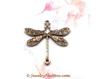 Libellule en laiton, connecteur à breloques pendentif libellule en cuivre antique, 18 x 17 mm, 2 boucles, petit, fabriqué aux États-Unis, lot de 6 à 20, #02C