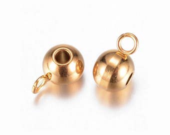 Anneau à pendentif doré en acier inoxydable, 5 x 9 x 6 mm, trou 2 mm, boucle ouverte 2 mm, lot de 10 à 50, # 1457 g